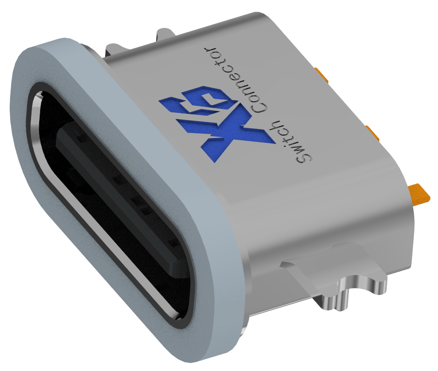 XB-TYPE C 3P-8 XX沉板1.2防水母座L=6.7mm(带钢片)(锌合金外壳)